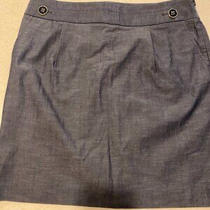 Loft Women's Blue Pencil Skirt Buttons Pocket Zipper Pleat Size 14
